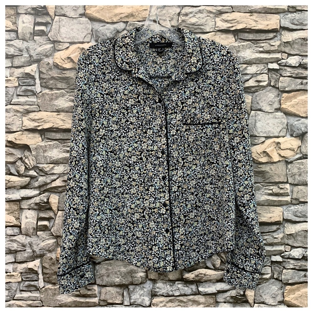 #39 Atmosphere Ditsy Floral Long Sleeve Blouse Shirt Top Size 8